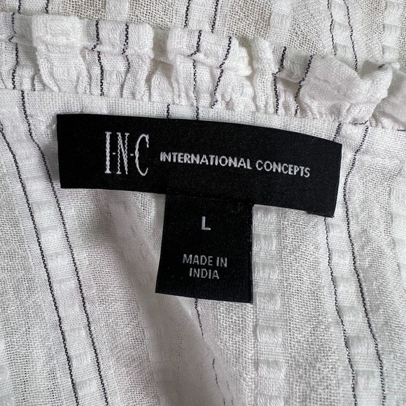 INC International Concepts Blouse Women's Peasant Top Cast Bohemian, White Sz L - Picture 9 of 11
